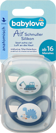 Schnuller Air Silikon anatomisch, mintgrün/blau,  Gr. 3, ab 16 Monaten babylove