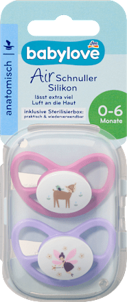 Schnuller Air Silikon anatomisch, rosa/lila,  Gr. 1, 0-6 Monate babylove