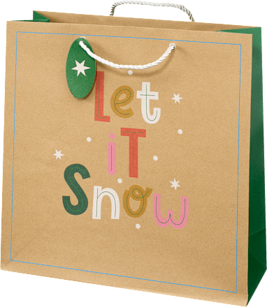 Geschenktasche Santa Baby, Jingle Bell Rock & Let iT Snow, maxi quadratisch NK Profissimo