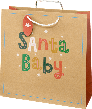 Geschenktasche Santa Baby, Jingle Bell Rock & Let iT Snow, maxi quadratisch NK Profissimo