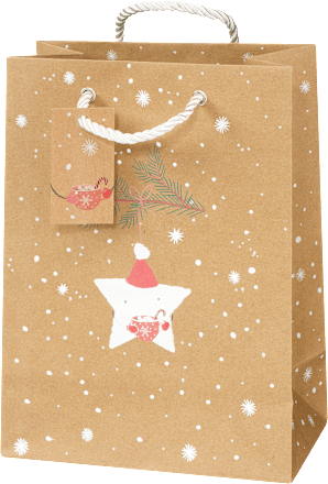 Geschenktasche Zweig, Stern & allover, midi hoch NK veredelt Profissimo
