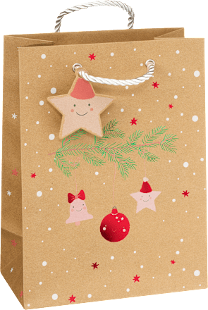 Geschenktasche Zweig, Stern & allover, midi hoch NK veredelt Profissimo