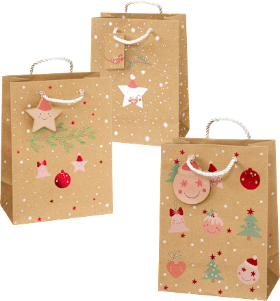 Geschenktasche Zweig, Stern & allover, midi hoch NK veredelt Profissimo