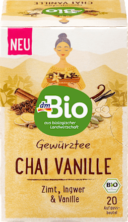 Gewürztee, Chai Vanille mit Zimt, Ingwer & Vanille (20 Beutel) dmBio