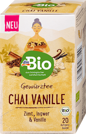 Gewürztee, Chai Vanille mit Zimt, Ingwer & Vanille (20 Beutel) dmBio