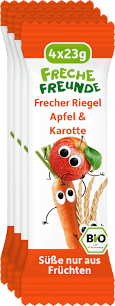 Fruchtriegel mit Getreide Apfel Karotte ab 1 Jahr, (4x23 g) Freche Freunde