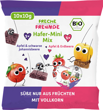Kindersnack Hafer-Mini Mix mit Apfel & Beere, ab 3 Jahren Freche Freunde
