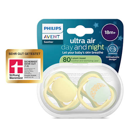 Schnuller ultra air day+night Silikon, gelb, ab 18 Monaten PHILIPS AVENT