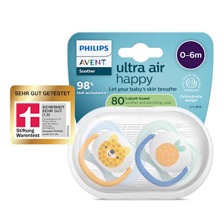 Schnuller ultra air happy Silikon, blau/mint, 0-6 Monate PHILIPS AVENT