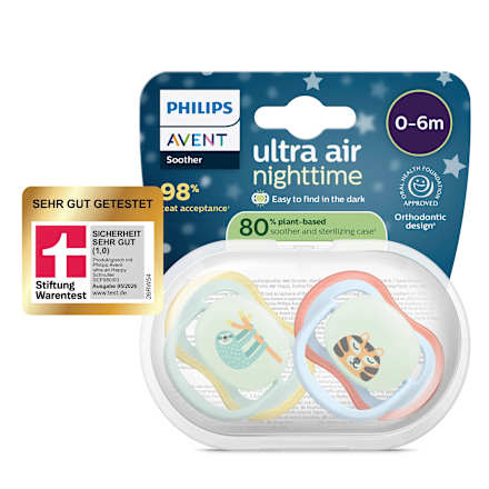 Schnuller ultra air nighttime Silikon, grün/blau, 0-6 Monate PHILIPS AVENT