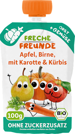 Quetschie Apfel, Birne, Karotte & Kürbis ab 6 Monaten Freche Freunde
