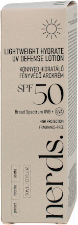 Lightweight Hydrate UV Defense losion za lice SPF50 nerds.