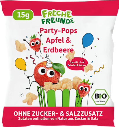 Kindersnack Party Pops Apfel Erdbeere ab 1 Jahr Freche Freunde