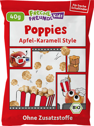 Kindersnack Poppies Apfel-Karamell Style, für Schulkinder Freche Freunde
