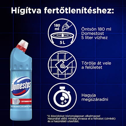 Fertőtlenítő folyadék, 24H Plus, Atlantic Fresh Domestos