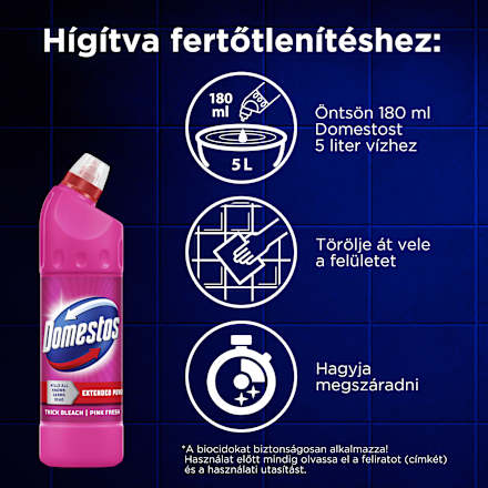 Fertőtlenítő folyadék, 24H Plus, Pink Fresh Domestos
