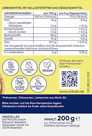 Flohsamenschalen gemahlen Plus Zirkulin