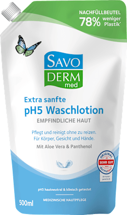 Waschgel Lotion Extra Sanft pH 5 Nachfüllbeutel Savoderm med