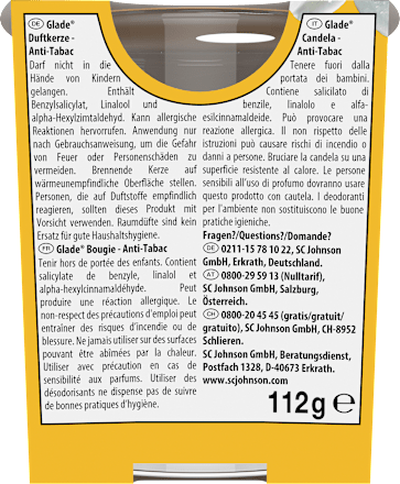 Duftkerze im Glas Anti-Tabac 112 g glade