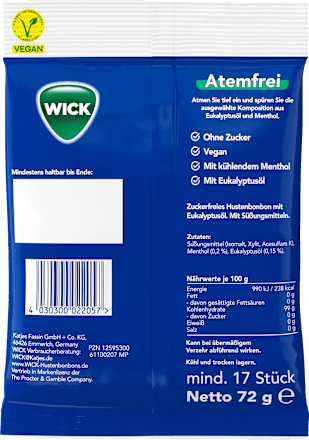 Bonbons Atemfrei mit Menthol zuckerfrei WICK