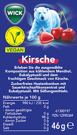 Bonbons Kirsche mit Menthol zuckerfrei WICK