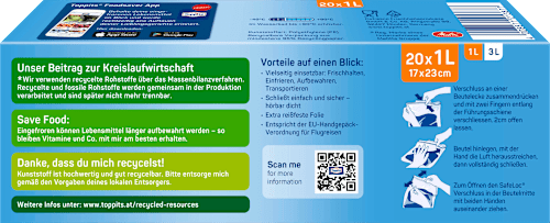 Gefrierbeutel 1 l Ruck-Zuck wiederverschließbar Toppits