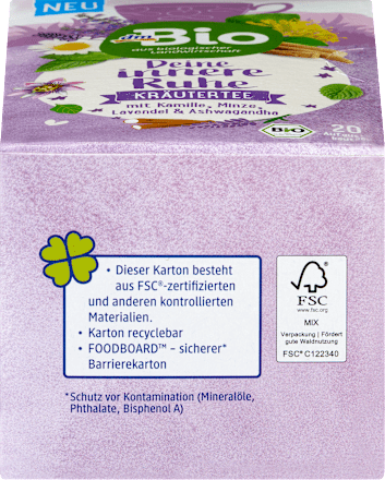 Kräutertee, Deine innere Ruhe mit Kamille, Minze, Lavendel & Ashwagandha  (20 Beutel) dmBio