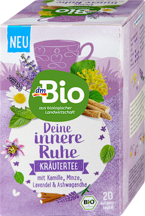Kräutertee, Deine innere Ruhe mit Kamille, Minze, Lavendel & Ashwagandha  (20 Beutel) dmBio