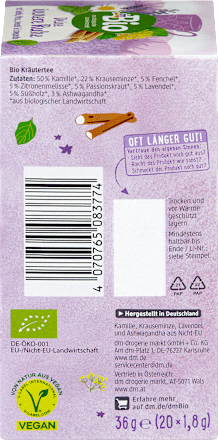 Kräutertee, Deine innere Ruhe mit Kamille, Minze, Lavendel & Ashwagandha  (20 Beutel) dmBio
