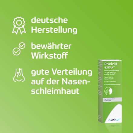 Rhinivict axicur Heuschnupfenspray 50ug/Sprühstoß Nasenspray Suspension Rhinivict