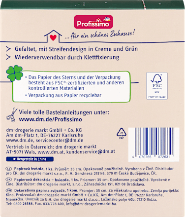 Stern aus Papier, gestreift (35 cm) Profissimo