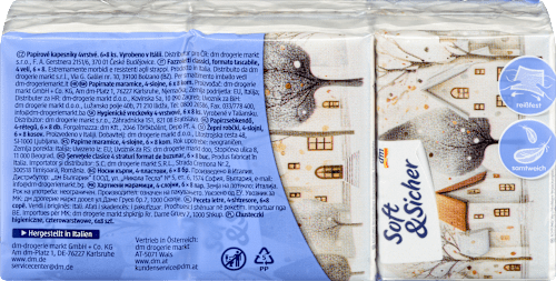 Papirnate maramice, 4-slojne, 6 x 8 kom., više vrsta Soft&Sicher