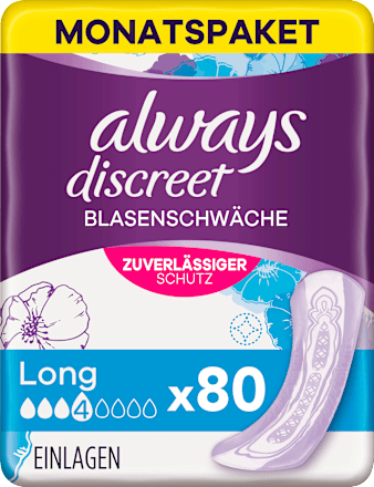 discreet Einlagen bei Blasenschwäche Long Monatspack always