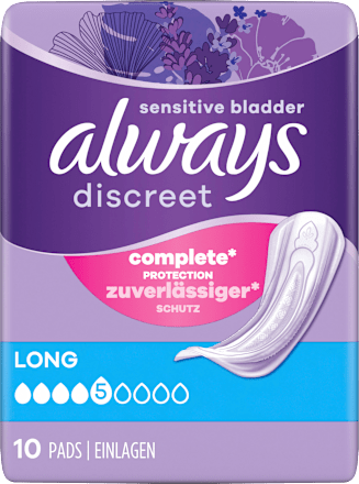 discreet Einlagen bei Blasenschwäche Long Monatspack always