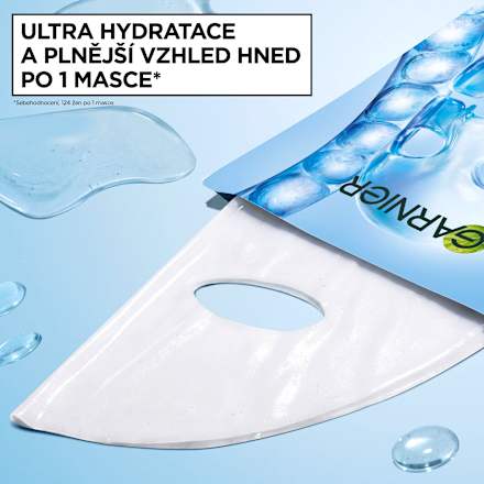 hydrogelová maska s 10 % glycerinu a kyselinou hyaluronovou GARNIER