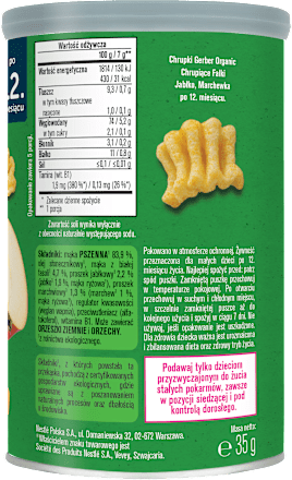 Chrupiące falki jabłko-marchewka po 12. miesiącu Gerber Organic