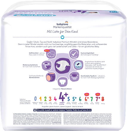 Windeln Premium Tag & Nacht Gr. 4+ (8-14 kg) babylove