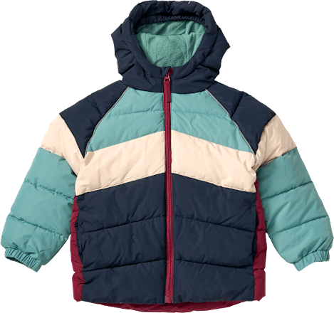 Winterjacke mit Streifenmuster, grün und blau, Gr. 98/104 PUSBLU