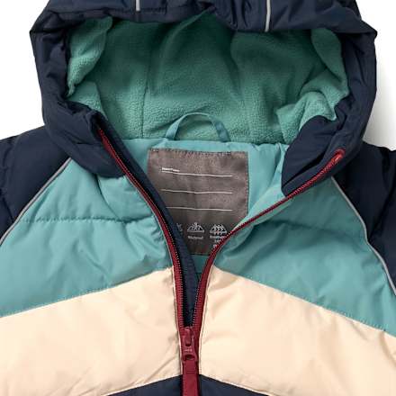 Winterjacke mit Streifenmuster, grün und blau, Gr. 98/104 PUSBLU