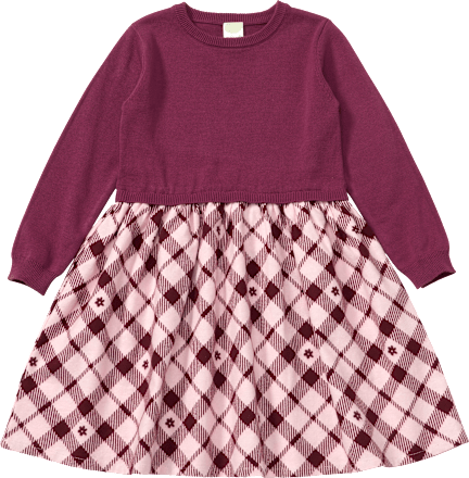 Strickkleid mit Flanell & Karo-Muster, rot, Gr. 110
 ALANA