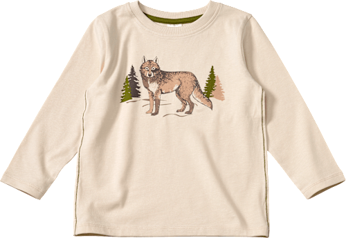 Langarmshirt mit Wolf-Motiv, beige, Gr. 110 ALANA