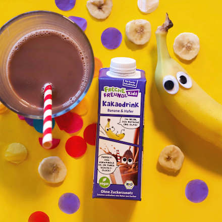 Trinkfertiger Schokodrink Banane & Hafer, für Schulkinder Freche Freunde