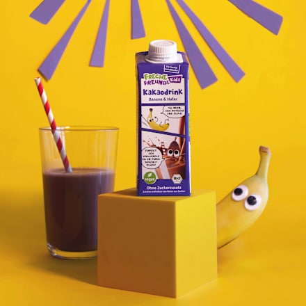 Trinkfertiger Schokodrink Banane & Hafer, für Schulkinder Freche Freunde