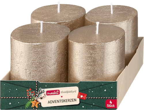 Kerze, Adventskerzen 80/68, metallic platin Profissimo