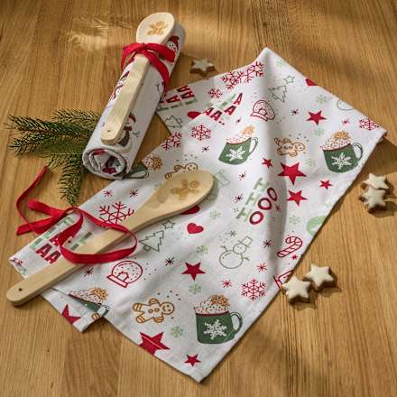 Geschenkset Geschirrtuch & Kochlöffel 2tlg, 1 St