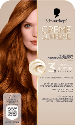 Haarfarbe 7-7 Dunkles Kupferblond Schwarzkopf CREME SUPREME