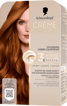 Haarfarbe 7-7 Dunkles Kupferblond Schwarzkopf CREME SUPREME