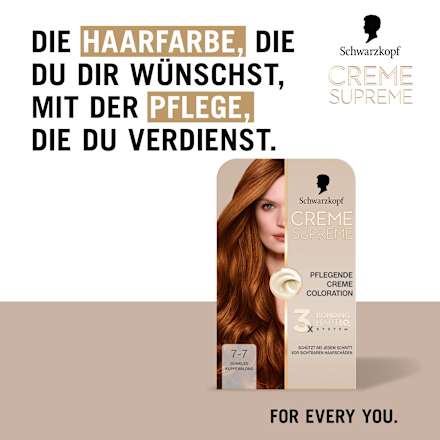 Haarfarbe 7-7 Dunkles Kupferblond Schwarzkopf CREME SUPREME