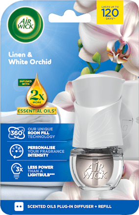 Elektromos lékfrissítő készülék Pamut és fehér orchidea illattal AIR WICK