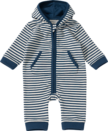 Overall mit Kapuze & Ringel-Muster, blau & weiß, Gr. 62 ALANA